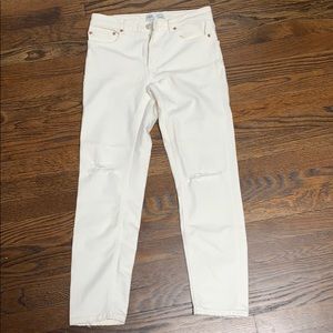 Never worn zara white straight jeans